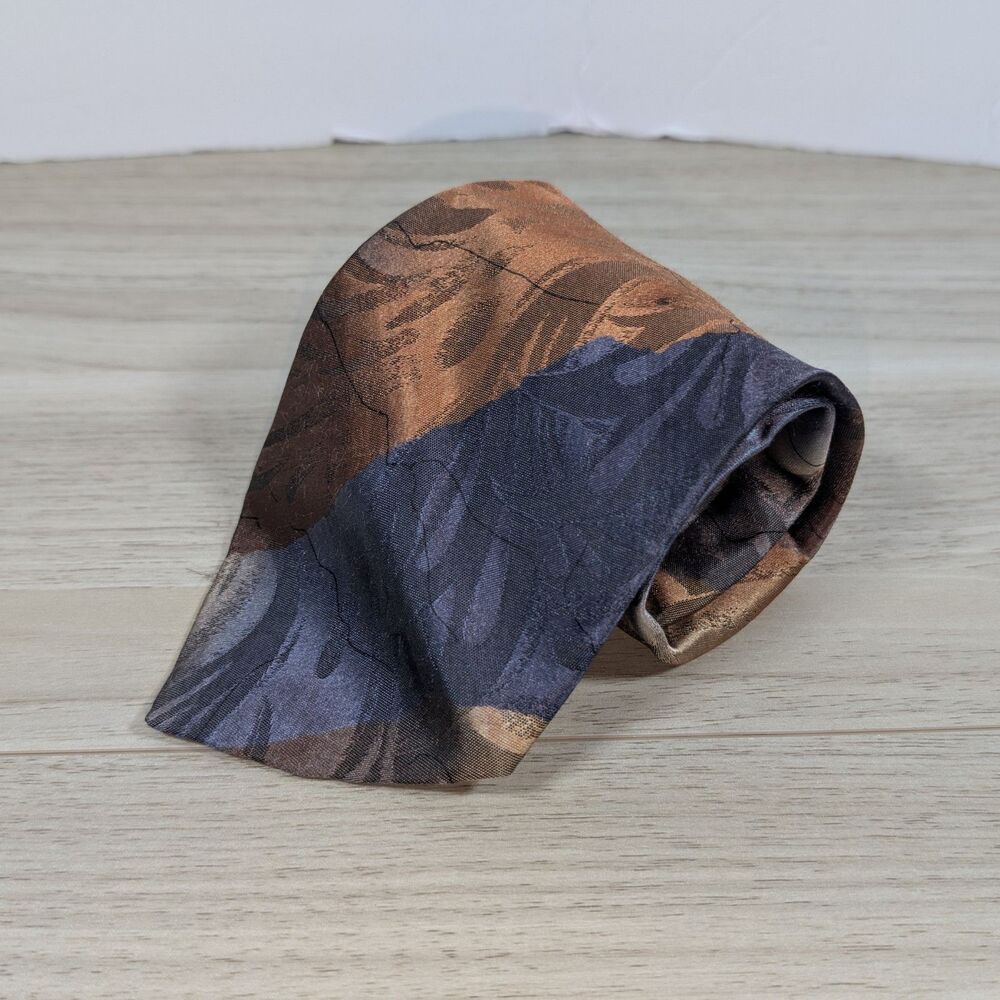 Wembley Abstract Tie Brown Gray Earth Tone Mens Necktie